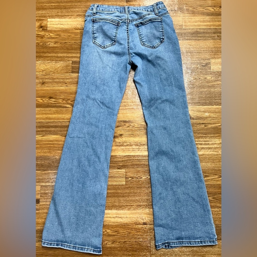 Refuge denim medium wash y2k 90’s low rise flare stretch jeans jr size 5 tall - Picture 10 of 11